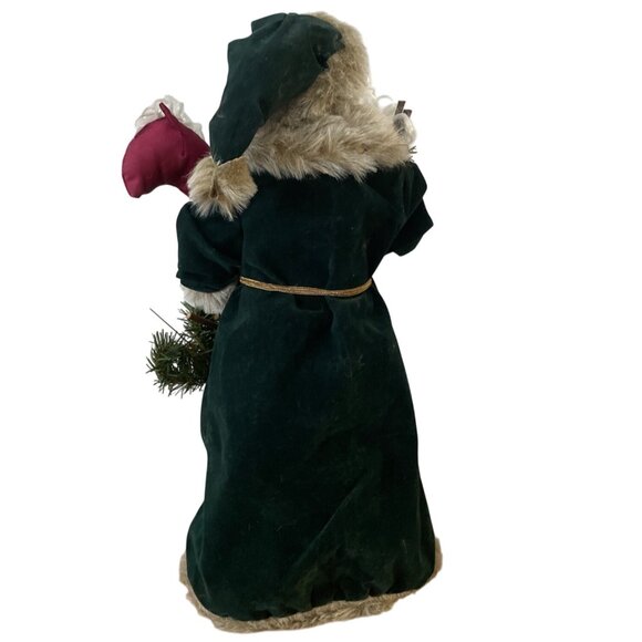 Vintage Santa Claus Figure Tree Topper Green Red Large 23 inch Expressive Face - Picture 3 of 8